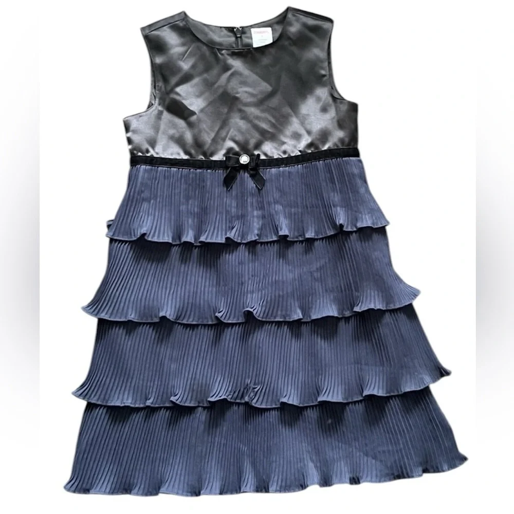 Gymboree girls blue sleeveless satin tiered dress size 4 fully lined